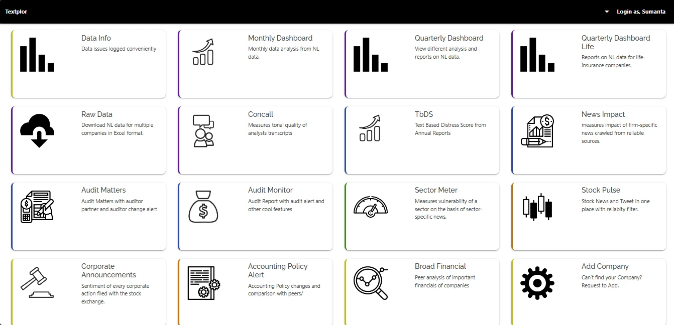 Textplor platform screenshot